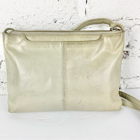 Hobo Mara Bone Cream Tan Leather Zipper Front Crossbody - Picture 6 of 11